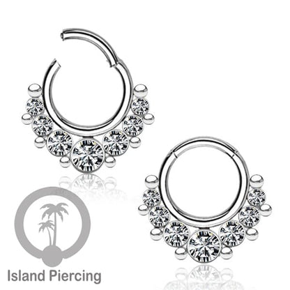 Stainless Steel Anting Clicker Septum Nose Piercing Kristal Septum Hidung warna silver