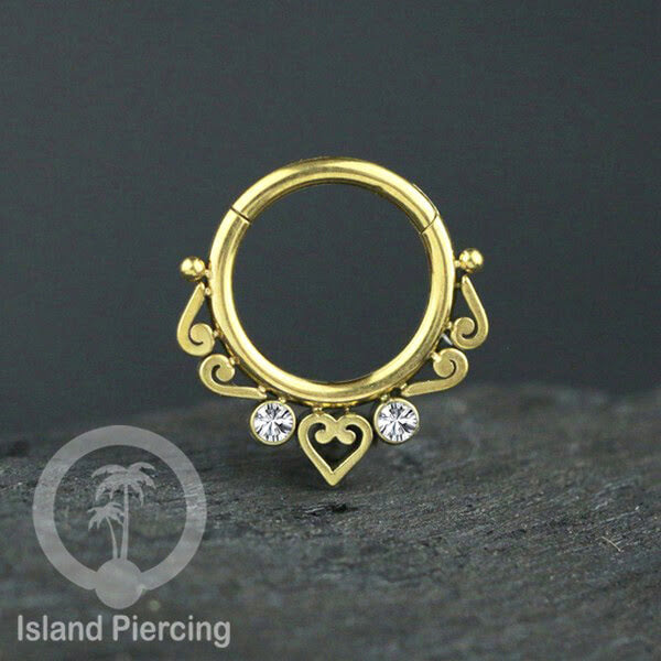 Stainless Steel Anting Clicker Septum Nose Piercing Kristal Septum Hidung warna gold