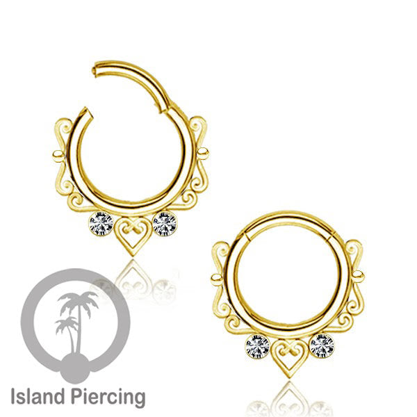 Stainless Steel Anting Clicker Septum Nose Piercing Kristal Septum Hidung warna gold