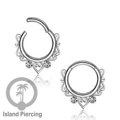 Stainless Steel Anting Clicker Septum Nose Piercing Kristal Septum Hidung warna silver