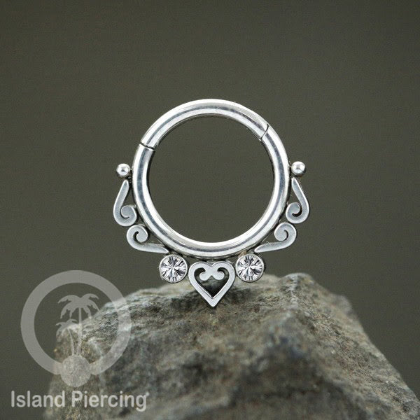 Stainless Steel Anting Clicker Septum Nose Piercing Kristal Septum Hidung warna silver