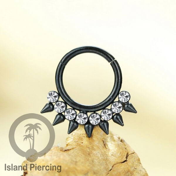 Stainless Steel Anting Clicker Septum Nose Piercing Kristal Septum Hidung warna silver