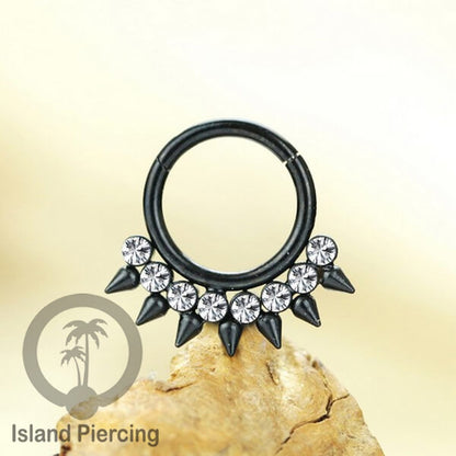 Stainless Steel Anting Clicker Septum Nose Piercing Kristal Septum Hidung warna silver