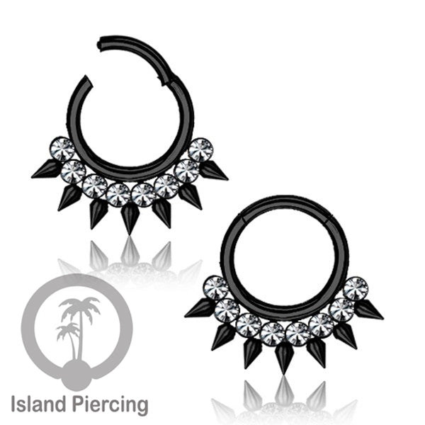 Stainless Steel Anting Clicker Septum Nose Piercing Kristal Septum Hidung warna silver