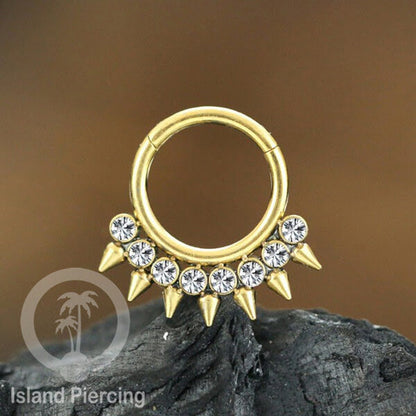 Stainless Steel Anting Clicker Septum Nose Piercing Kristal Septum Hidung warna gold