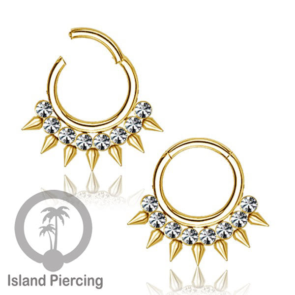 Stainless Steel Anting Clicker Septum Nose Piercing Kristal Septum Hidung warna gold