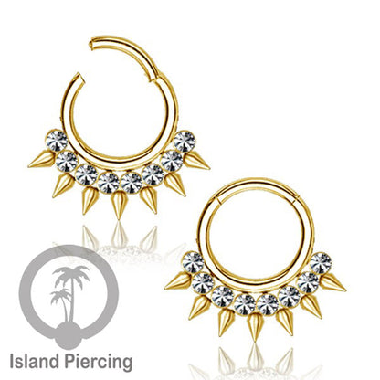 Stainless Steel Anting Clicker Septum Nose Piercing Kristal Septum Hidung warna gold