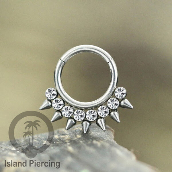 Stainless Steel Anting Clicker Septum Nose Piercing Kristal Septum Hidung warna silver
