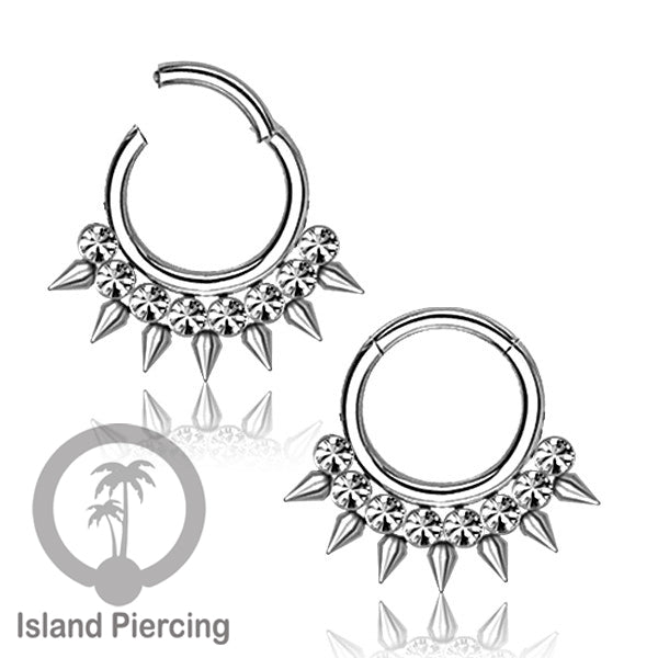 Stainless Steel Anting Clicker Septum Nose Piercing Kristal Septum Hidung warna silver