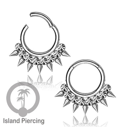 Stainless Steel Anting Clicker Septum Nose Piercing Kristal Septum Hidung warna silver