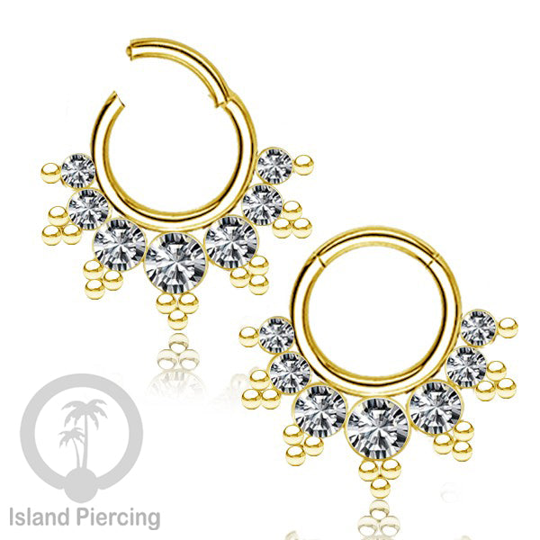 Stainless Steel Anting Clicker Septum Nose Piercing Kristal Septum Hidung warna gold