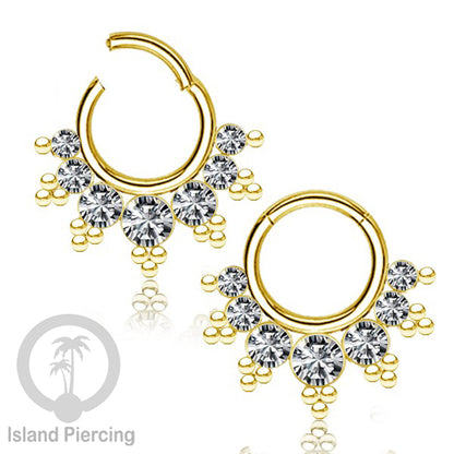 Stainless Steel Anting Clicker Septum Nose Piercing Kristal Septum Hidung warna gold