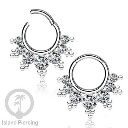 Stainless Steel Anting Clicker Septum Nose Piercing Kristal Septum Hidung warna silver