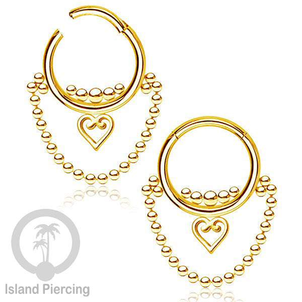 Stainless Steel Anting Clicker Septum Piercing Anting Tindik Tragus, Daith, Helix warna gold