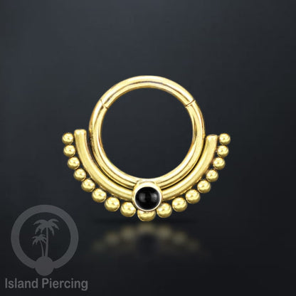 Hinged segment ring Stainless warna gold Septum Piercing Anting Tindik Tragus, Helix dengan batu