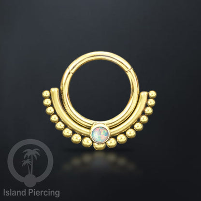 Hinged segment ring Stainless warna gold Septum Piercing Anting Tindik Tragus, Helix dengan batu