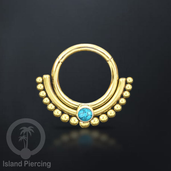 Hinged segment ring Stainless warna gold Septum Piercing Anting Tindik Tragus, Helix dengan batu