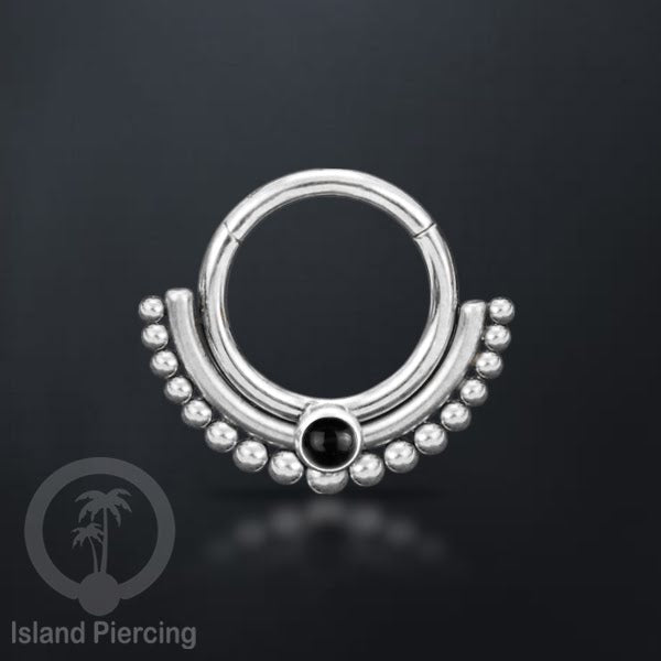 Hinged segment ring Stainless warna silver Septum Piercing Anting Tindik Tragus, Helix dengan batu