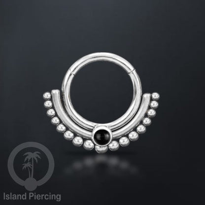 Hinged segment ring Stainless warna silver Septum Piercing Anting Tindik Tragus, Helix dengan batu