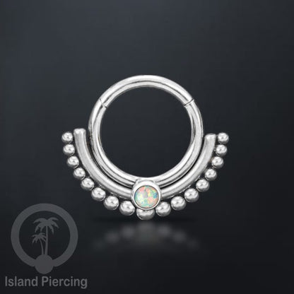 Hinged segment ring Stainless warna silver Septum Piercing Anting Tindik Tragus, Helix dengan batu