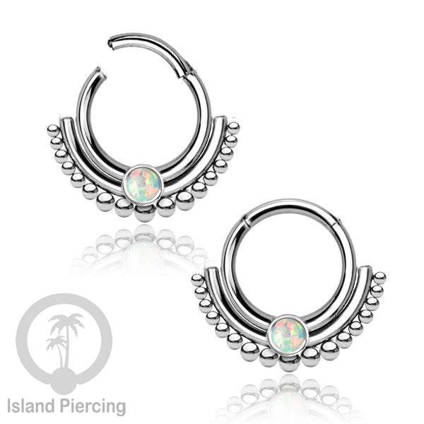 Hinged segment ring Stainless warna silver Septum Piercing Anting Tindik Tragus, Helix dengan batu