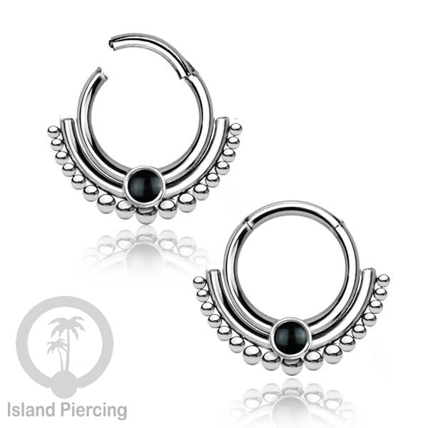 Hinged segment ring Stainless warna silver Septum Piercing Anting Tindik Tragus, Helix dengan batu