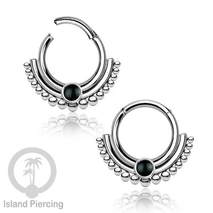 Hinged segment ring Stainless warna silver Septum Piercing Anting Tindik Tragus, Helix dengan batu