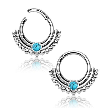 Hinged segment ring Stainless warna silver Septum Piercing Anting Tindik Tragus, Helix dengan batu