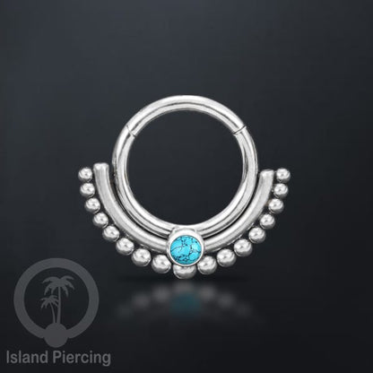 Hinged segment ring Stainless warna silver Septum Piercing Anting Tindik Tragus, Helix dengan batu
