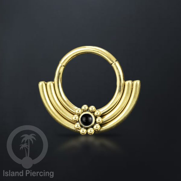 Hinged segment ring desain Tribal warna gold Septum Piercing Anting Tindik Tragus dengan batu