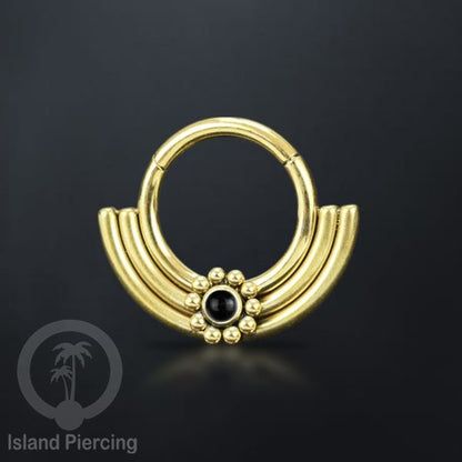 Hinged segment ring desain Tribal warna gold Septum Piercing Anting Tindik Tragus dengan batu