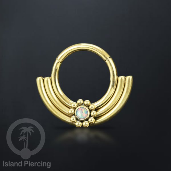 Hinged segment ring desain Tribal warna gold Septum Piercing Anting Tindik Tragus dengan batu