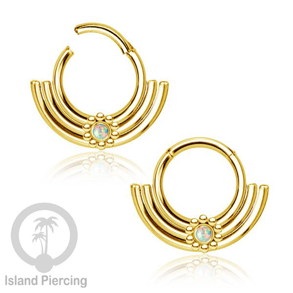 Hinged segment ring desain Tribal warna gold Septum Piercing Anting Tindik Tragus dengan batu