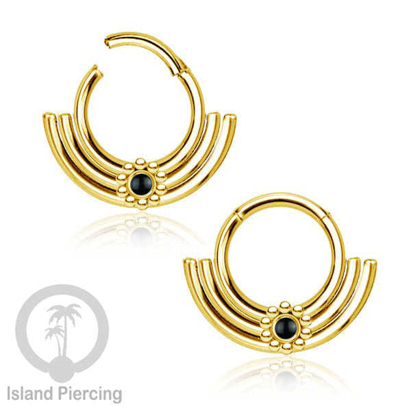 Hinged segment ring desain Tribal warna gold Septum Piercing Anting Tindik Tragus dengan batu
