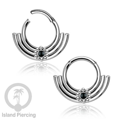 Hinged segment ring desain Tribal warna silver Septum Piercing Anting Tindik Tragus dengan batu
