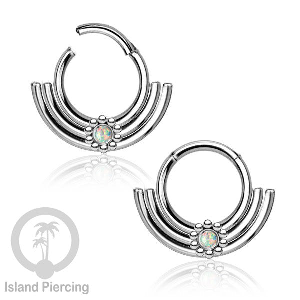 Hinged segment ring desain Tribal warna silver Septum Piercing Anting Tindik Tragus dengan batu