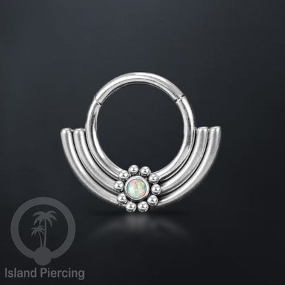 Hinged segment ring desain Tribal warna silver Septum Piercing Anting Tindik Tragus dengan batu