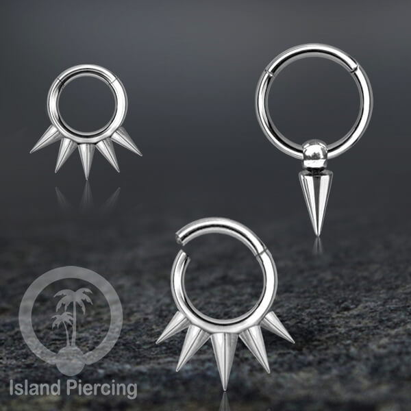 Anting Clicker Stainless warna silver Piercing Tindik telinga dan Septum dengan spike