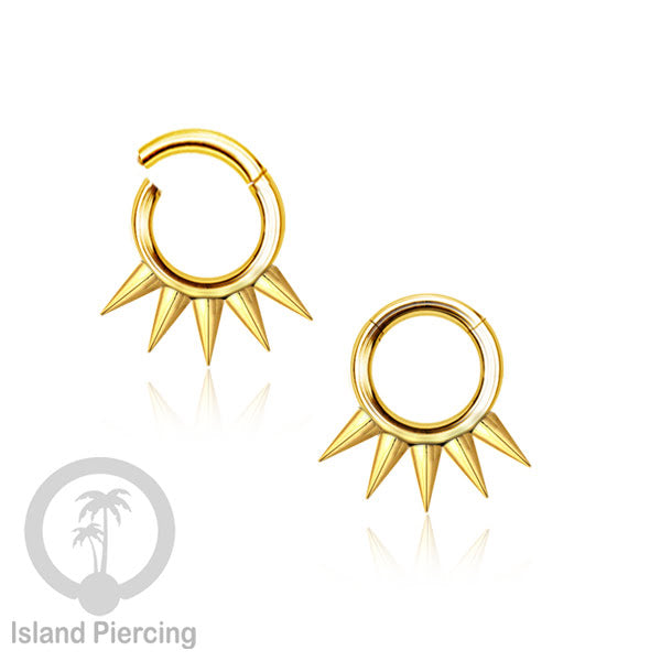 Anting Clicker Stainless warna gold Piercing Tindik telinga dan Septum dengan spike
