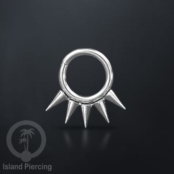 Anting Clicker Stainless warna silver Piercing Tindik telinga dan Septum dengan spike