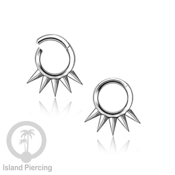 Anting Clicker Stainless warna silver Piercing Tindik telinga dan Septum dengan spike