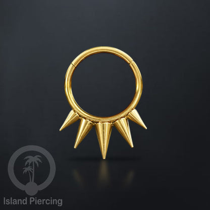 Anting Clicker Stainless warna gold Piercing Tindik telinga dan Septum dengan spike