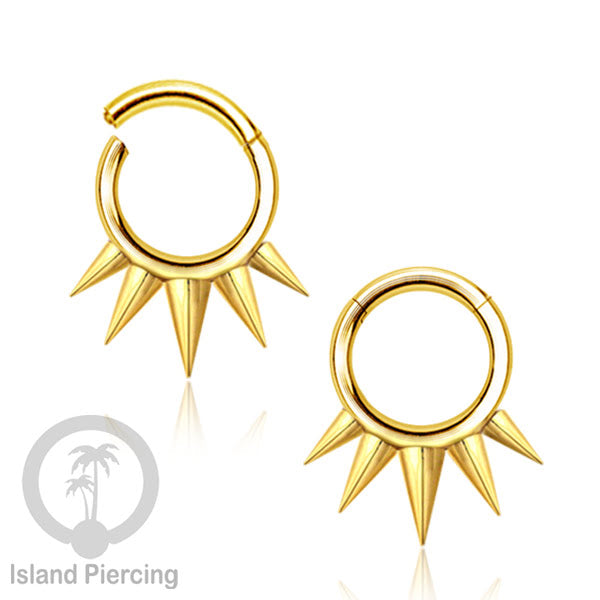 Anting Clicker Stainless warna gold Piercing Tindik telinga dan Septum dengan spike