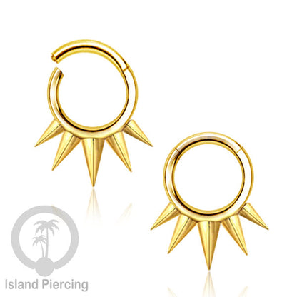Anting Clicker Stainless warna gold Piercing Tindik telinga dan Septum dengan spike