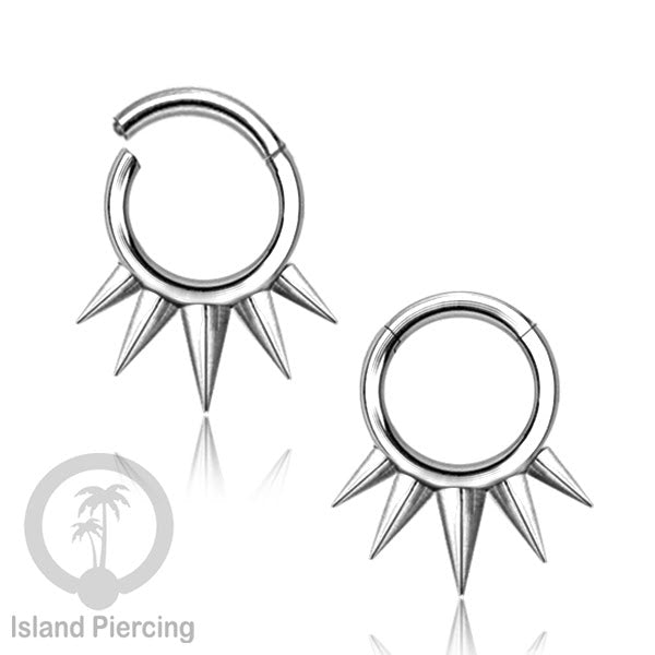 Anting Clicker Stainless warna silver Piercing Tindik telinga dan Septum dengan spike