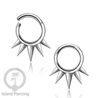 Anting Clicker Stainless warna silver Piercing Tindik telinga dan Septum dengan spike
