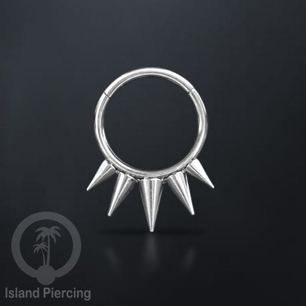 Anting Clicker Stainless warna silver Piercing Tindik telinga dan Septum dengan spike