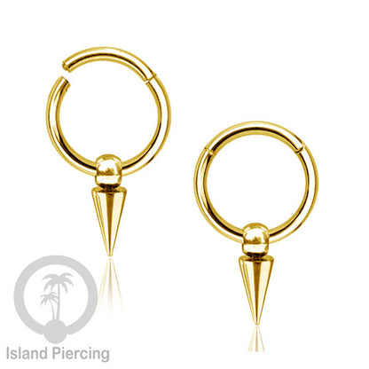 Anting Clicker Stainless warna gold Piercing Tindik telinga dan Septum dengan spike