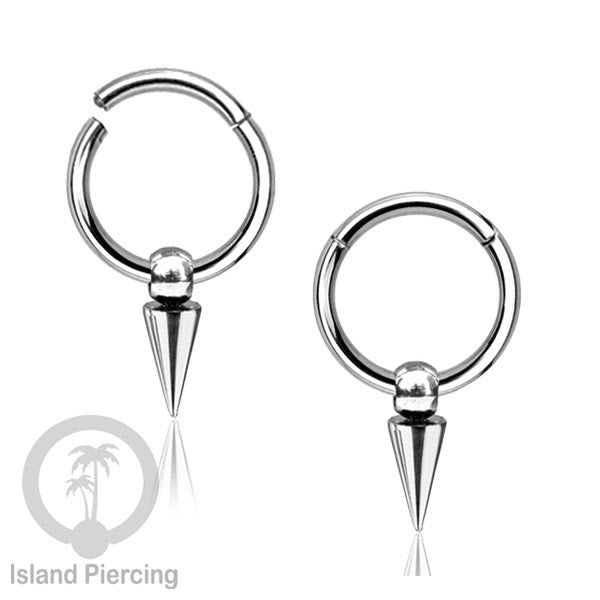 Anting Clicker Stainless warna silver Piercing Tindik telinga dan Septum dengan spike