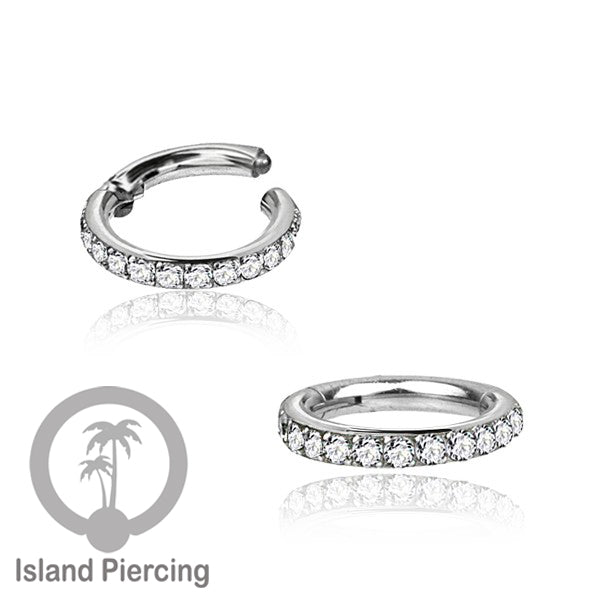 Stainless Steel Anting Clicker Septum Piercing Tragus Conch kristal zirconia warna silver